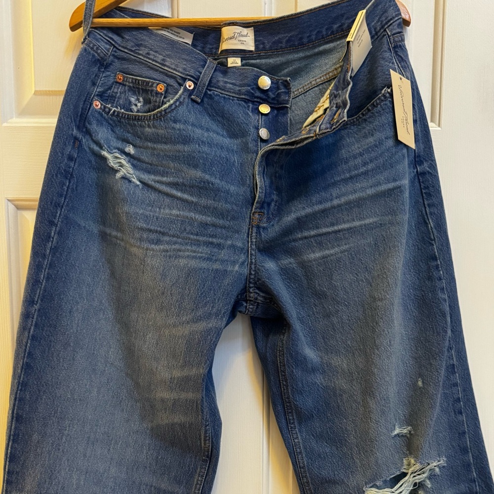 Women’s Universal Thread 90’s baggy leg, mid-rise button fly jeans size 12